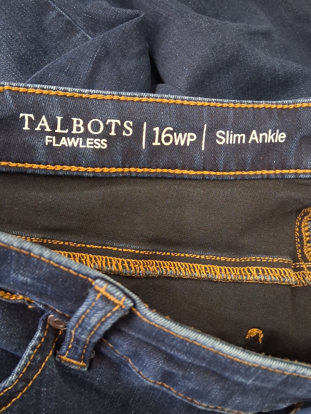 TALBOTS Dark Indigo Flawless Slim Ankle Jeans Size 16W - Picture 3 of 9